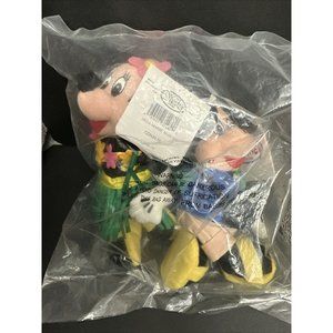 NEW TOURIST MICKEY MOUSE in Hawaiian Shirt & HULA MINNIE Plush Stuffed Toy / 2